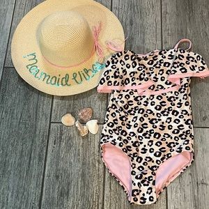 New! Girls beach set!! Hat and bathing suit Sz 10 $25 firm set